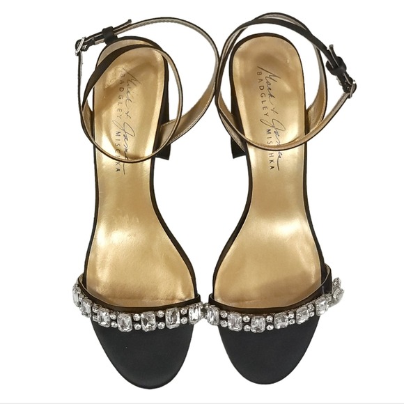 Badgley Mischka High Heels Black Jewel Strap - Picture 1 of 10